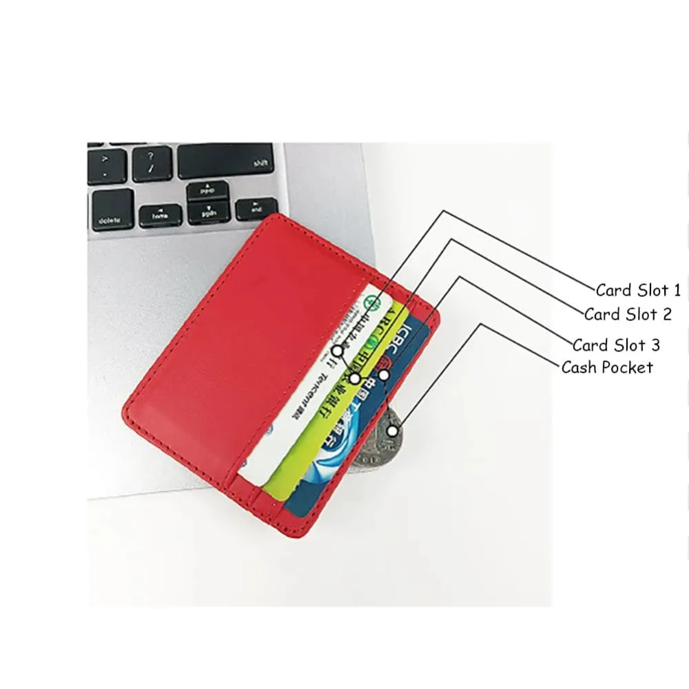 Ultra-thin Leather Mini Wallet Slim Bank Credit Card Holder Men's Business Small ID Case For Women Purse 4 Slots Cardholder