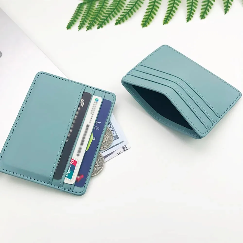 Ultra-thin Leather Mini Wallet Slim Bank Credit Card Holder Men's Business Small ID Case For Women Purse 4 Slots Cardholder