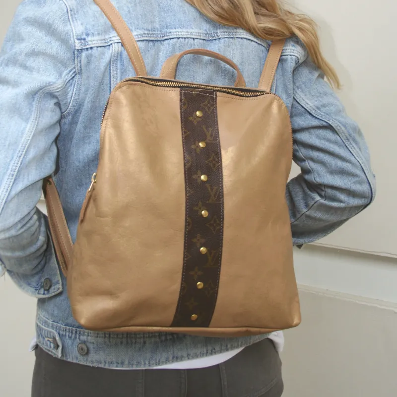 Upcycled Louis Vuitton Backpack in Bronze Leather  (Pre Made)