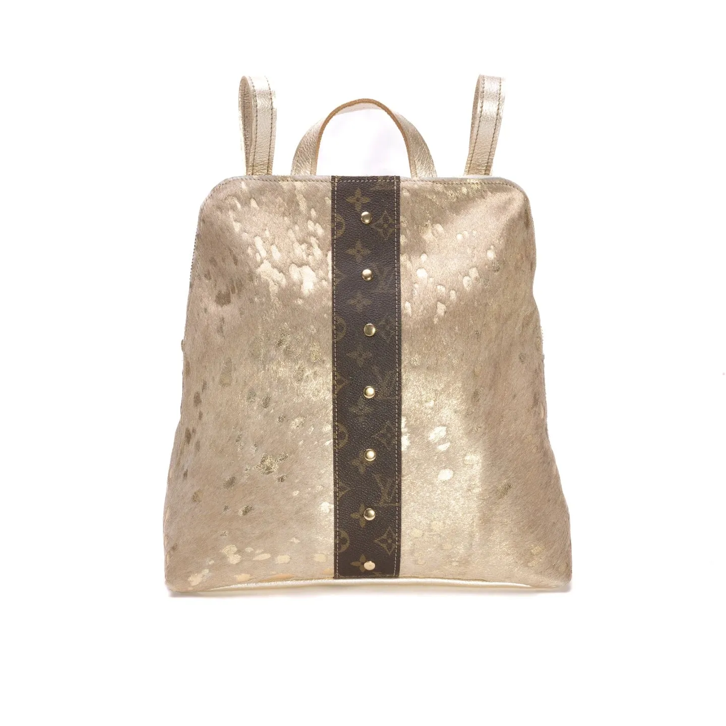 Upcycled Louis Vuitton Backpack in Gold Cowhide Leather