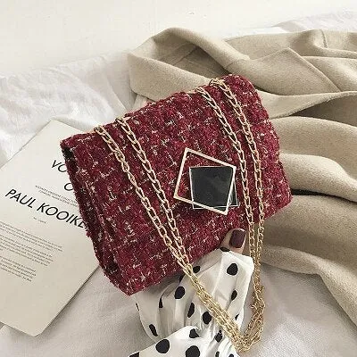 Vvsha  Female High Quality Shoulder Messenger Bags Autumn and Winter Style Red Pink Square Bag Elegant Ladies Shopping Purse