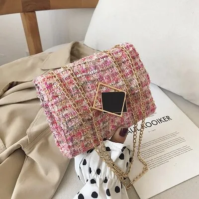 Vvsha  Female High Quality Shoulder Messenger Bags Autumn and Winter Style Red Pink Square Bag Elegant Ladies Shopping Purse
