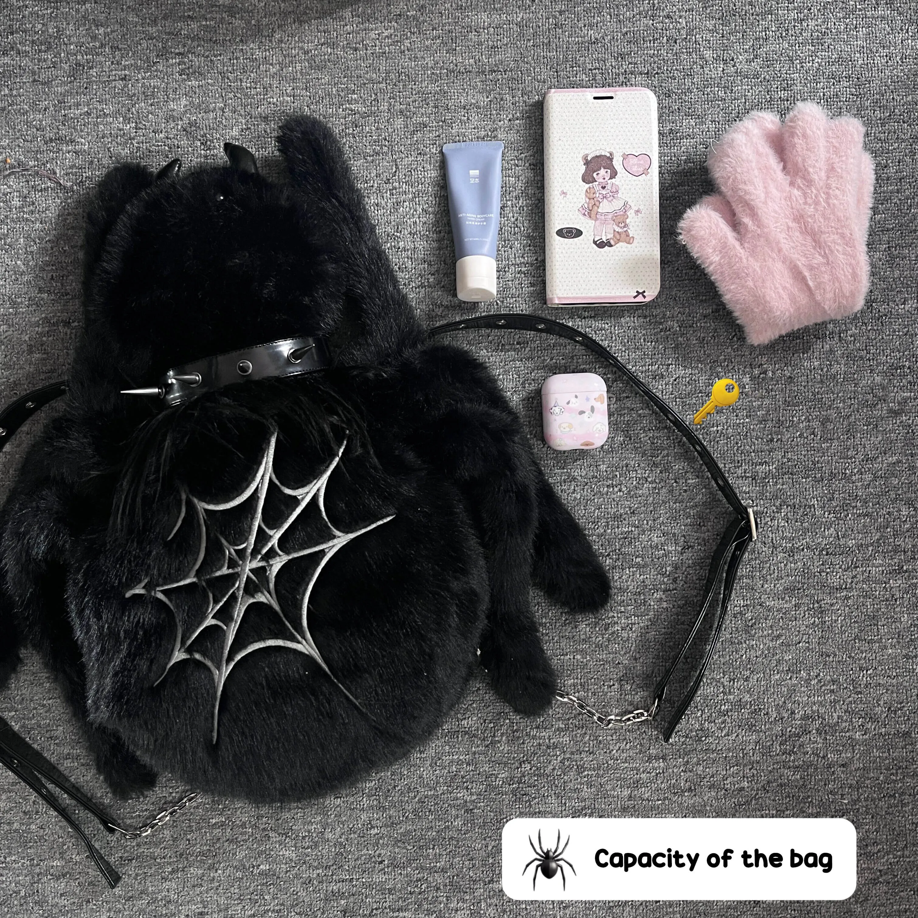 Zhulia Plush Spider Backpack with Strap